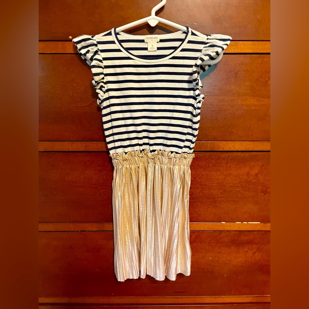 Crewcuts Dress Navy & White Stripes with Gold 5 GUC